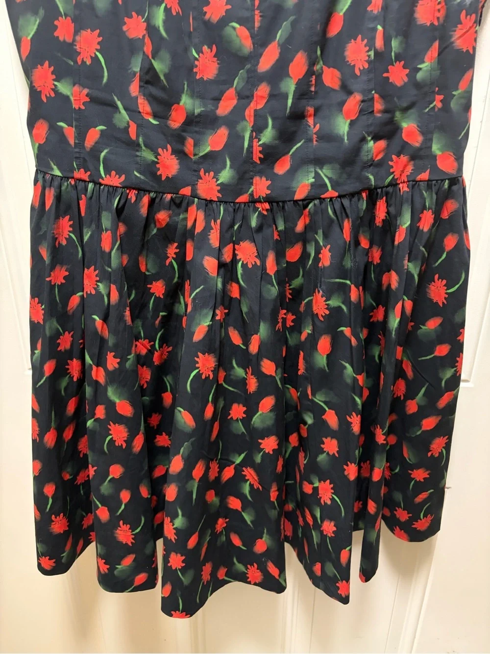 JCrew Black floral Fit and flare mini summer dress 16